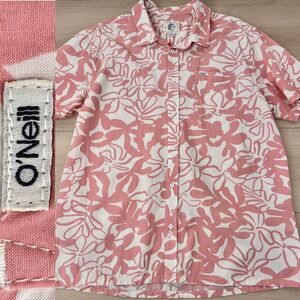 O'Neill OG ECO Standard Pink Floral Organic Cotton Woven Men's Button Up Size XL